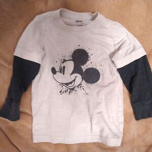 24mo Disney Kids Mickey Mouse Long Sleeve Shirt - White and Black